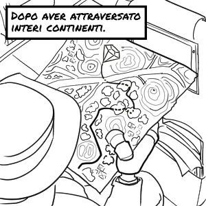 dopo aver attraversato interi continenti, il cacciatore di tesori, Jack Crawler aveva preso un volo che lo avrebbo portato verso la sua meta. Consultò un'ultima volta la sua mappa.